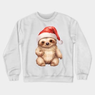 American Three-Toed Sloth in Santa Hat Crewneck Sweatshirt